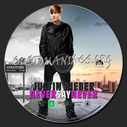 Justin Bieber - Never Say Never dvd label