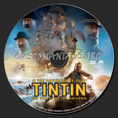 The Adventures Of Tintin The Secret Of The Unicorn dvd label