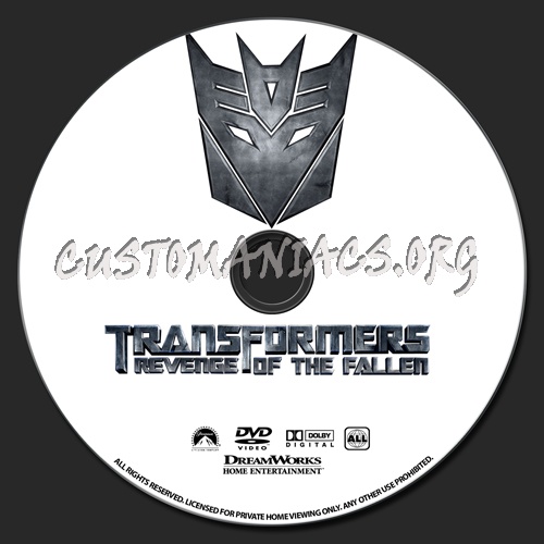 Transformers - Revenge of the Fallen dvd label