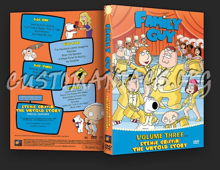 Family Guy volume 3 and Stewie Griffin The Untold Story dvd cover