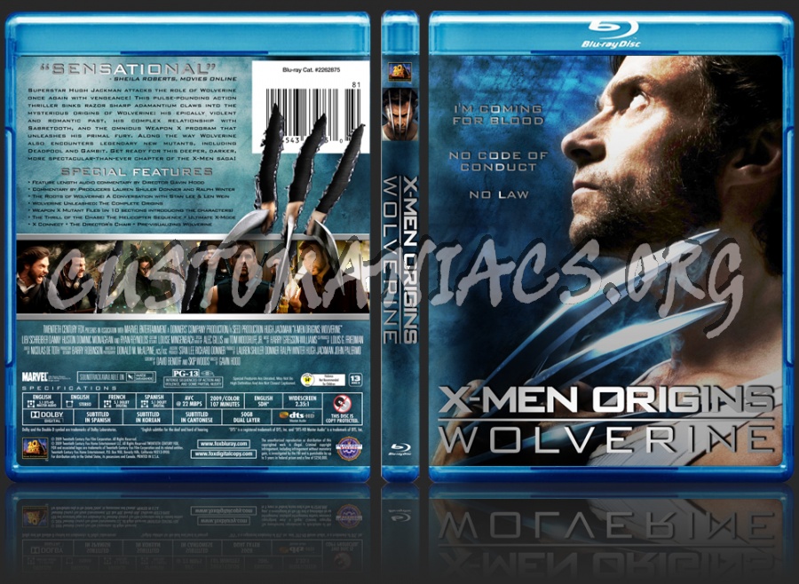 X-Men Origins Wolverine blu-ray cover