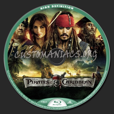 Pirates Of The Caribbean On Stranger Tides blu-ray label