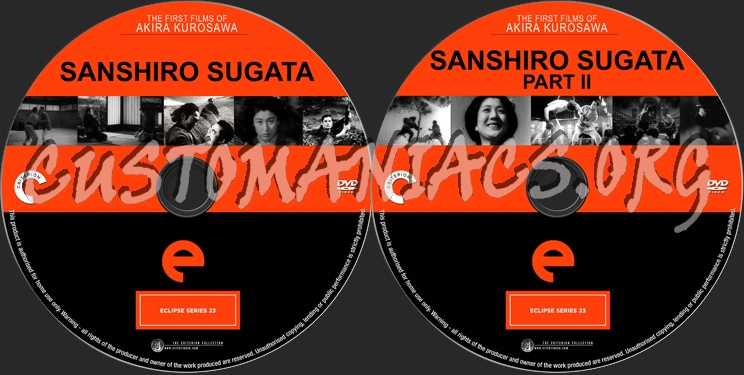Sanshiro Sugata Part 1 & 2 dvd label