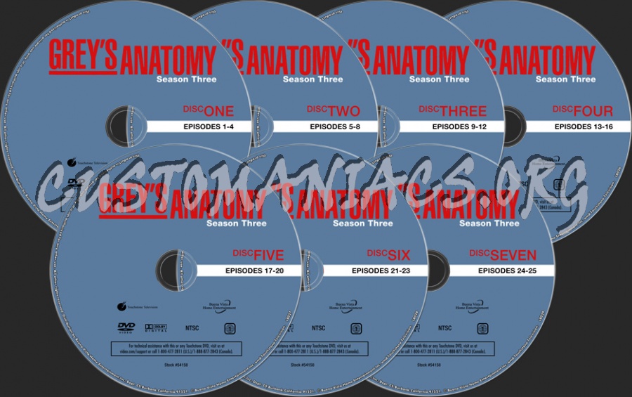 Grey's Anatomy Season 3 dvd label