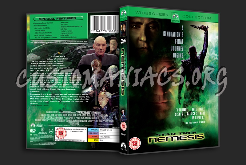 Star Trek X Nemesis dvd cover