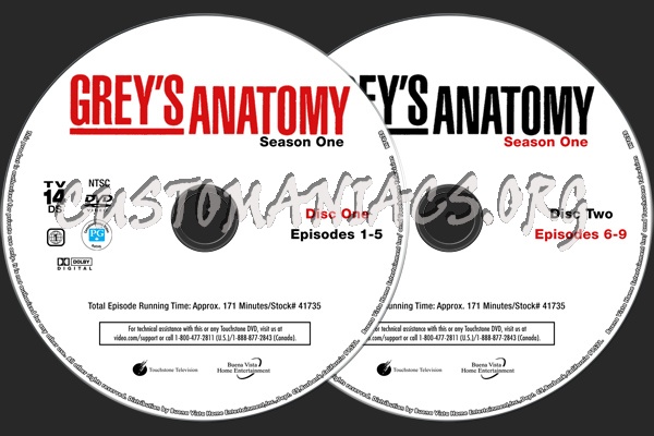 Grey's Anatomy Season 1 dvd label