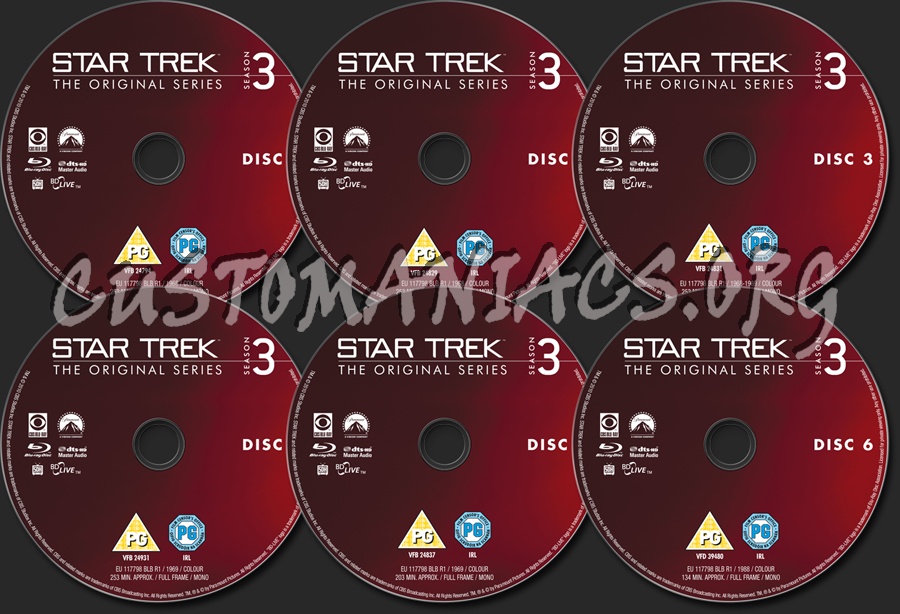 Star Trek The Original Series Season 3 blu-ray label