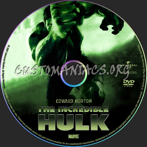 The Incredible Hulk dvd label