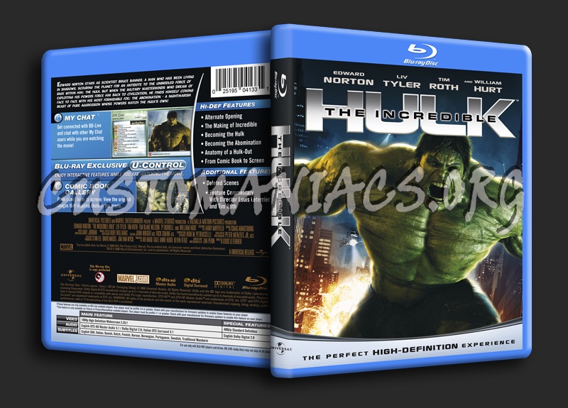 The Incredible Hulk blu-ray cover