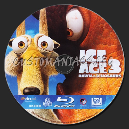 Ice Age 3: Dawn of the Dinosaurs blu-ray label