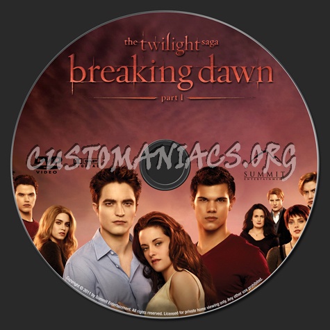 The Twilight Saga: Breaking Dawn - Part 1 dvd label