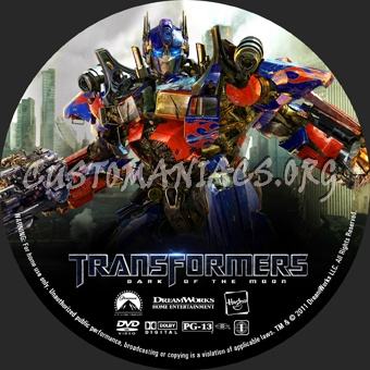 Transformers Dark of the Moon dvd label