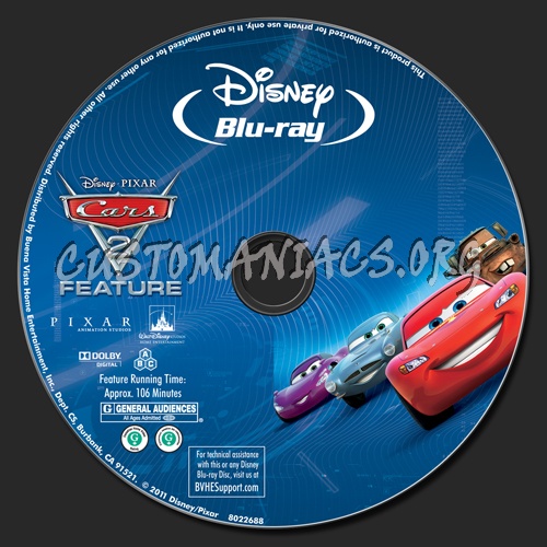 Cars 2 blu-ray label