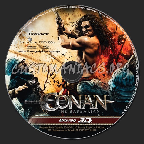 Conan the Barbarian 3D blu-ray label