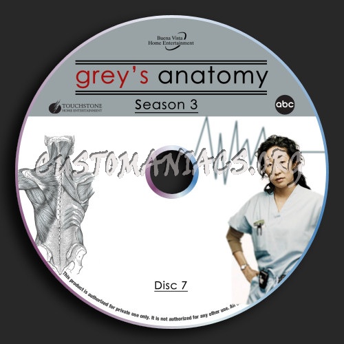 Grey's Anatomy Season 3 dvd label