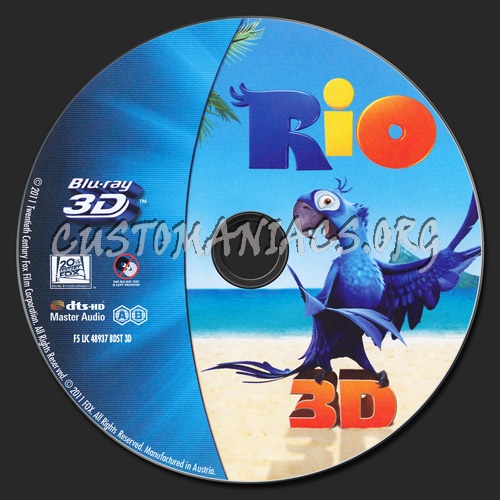 Rio 3D blu-ray label