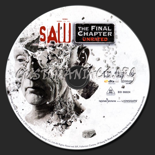 Saw VII The Final Chapter 3D blu-ray label