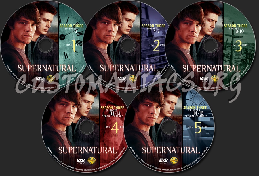 Supernatural Season 3 dvd label