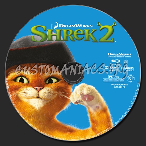 Shrek 2 blu-ray label