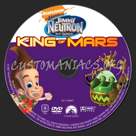 The Adventures of Jimmy Neutron: King of Mars dvd label