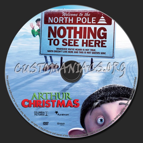 Arthur Christmas dvd label