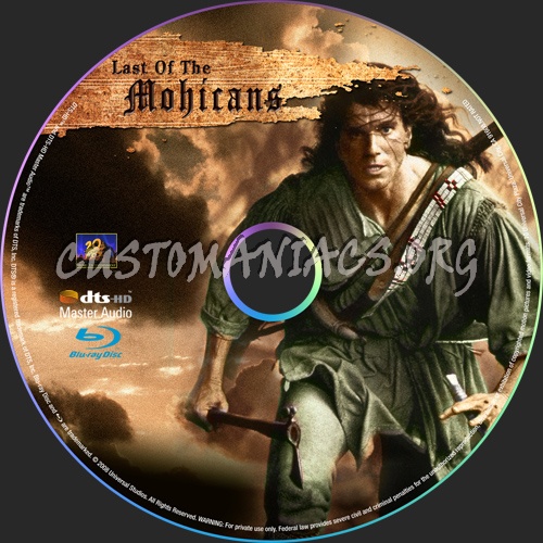 The Last of the Mohicans blu-ray label