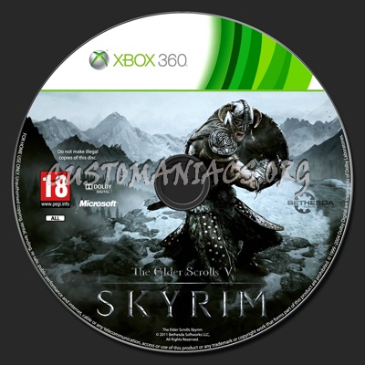 The Elder Scrolls Skyrim dvd label