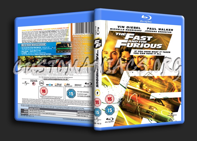 The Fast & The Furious blu-ray cover