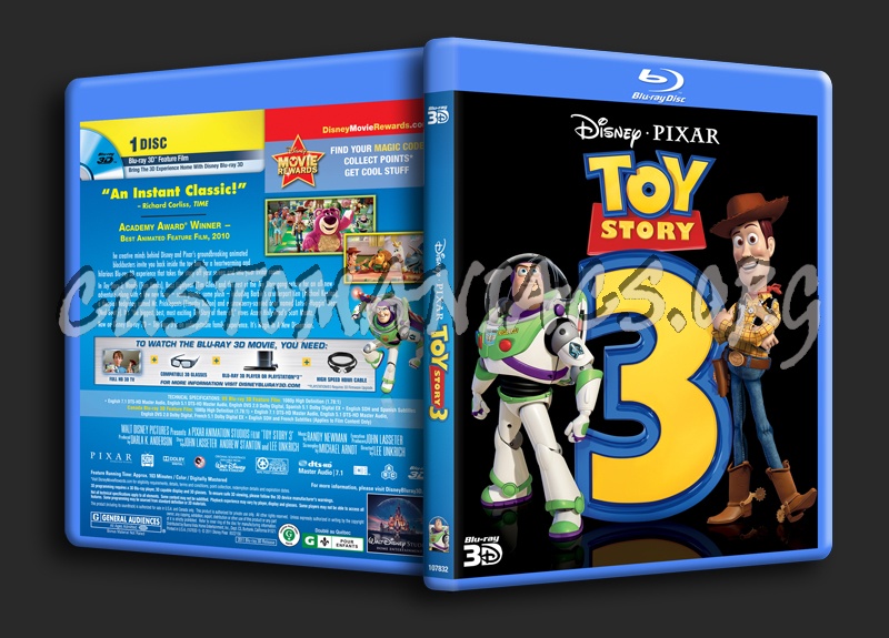 Toy Story 3 3D blu-ray cover