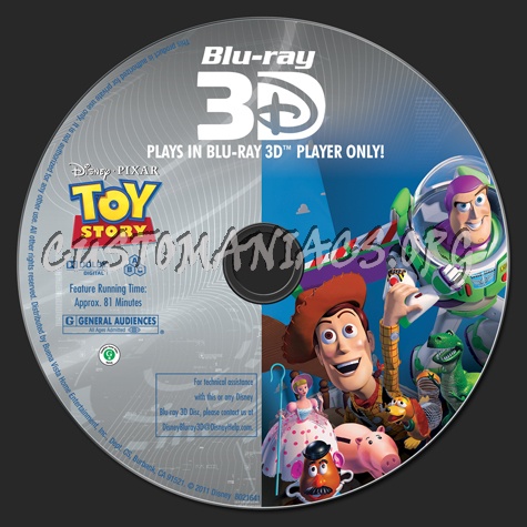 Toy Story 3D blu-ray label