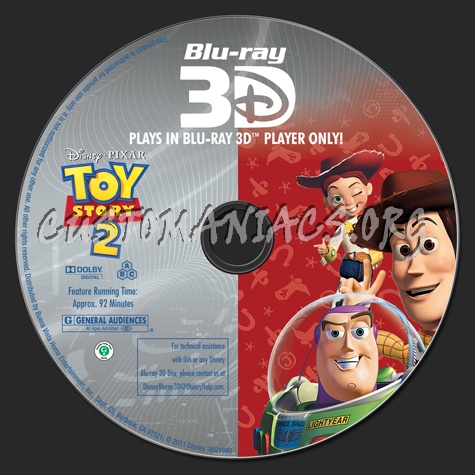 Toy Story 2 3D blu-ray label