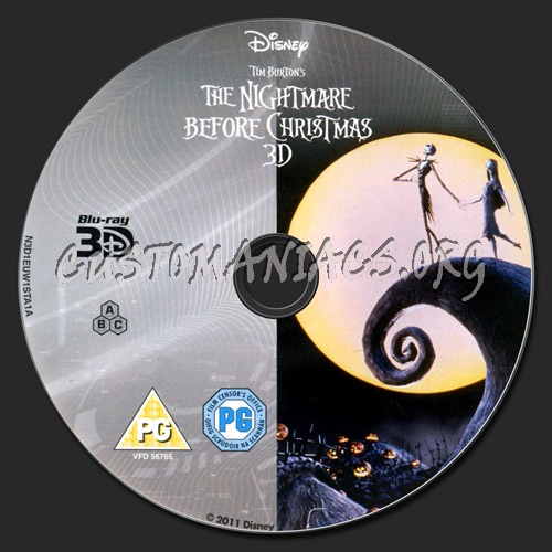 The Nightmare Before Christmas 3D blu-ray label