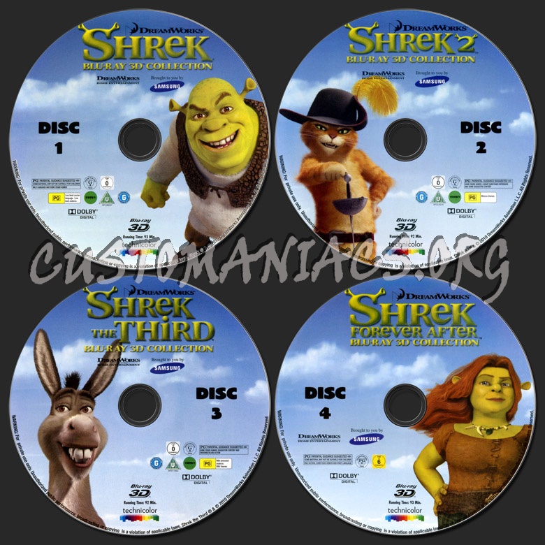 Shrek The Complete Collection 3D blu-ray label