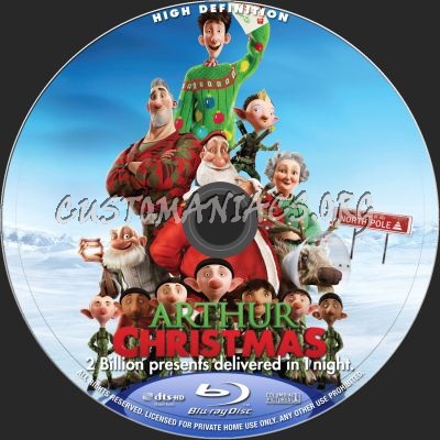 Arthur Christmas blu-ray label