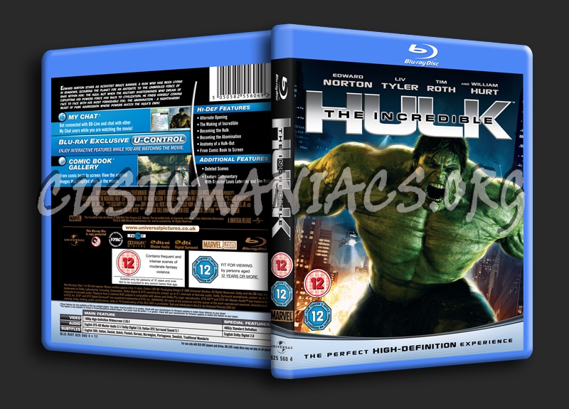The Incredible Hulk blu-ray cover