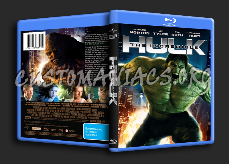 The Incredible Hulk blu-ray cover