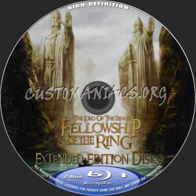 The Lord Of The Rings: Fellowship Of The Ring Extended Disk1&2 blu-ray label