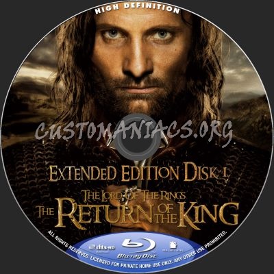 The Lord Of The Rings: The Return Of The King Extended Disk1&2 blu-ray label