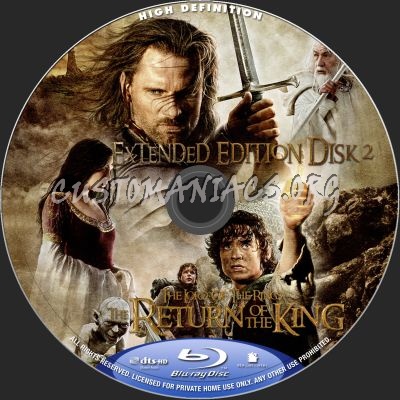 The Lord Of The Rings: The Return Of The King Extended Disk1&2 blu-ray label