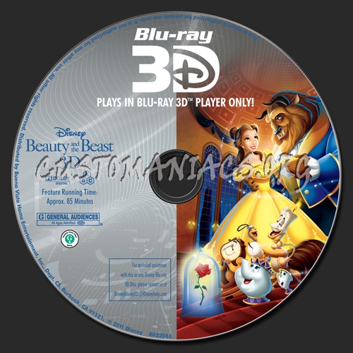 Beauty and the Beast 3D blu-ray label