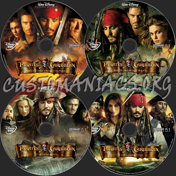Pirates of the Caribbean 1-4 dvd label