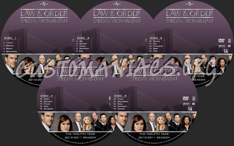 Law & Order: SVU - Season 12 dvd label