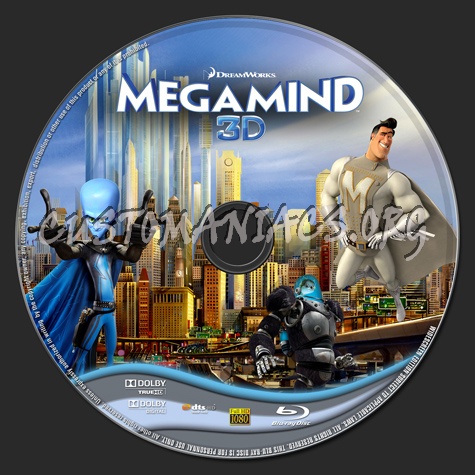 Megamind 3D blu-ray label