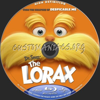 The Lorax blu-ray label