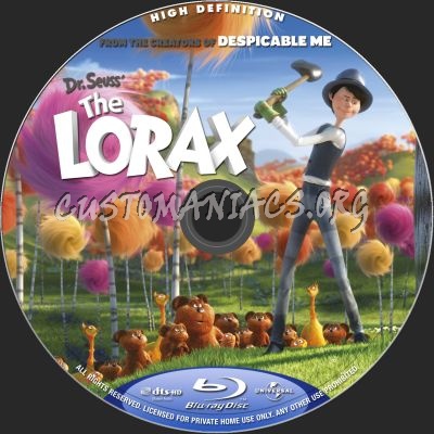 The Lorax blu-ray label