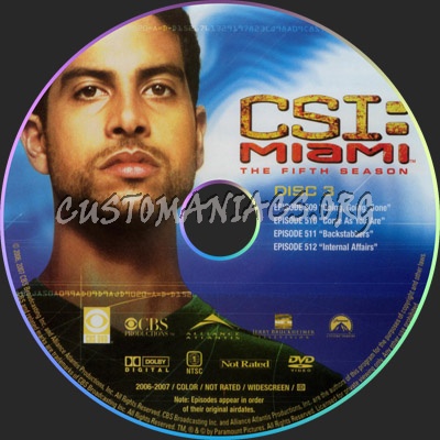 CSI Miami Season 5 dvd label