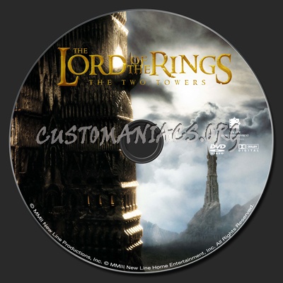 The Lord of the Rings The Two Towers dvd label