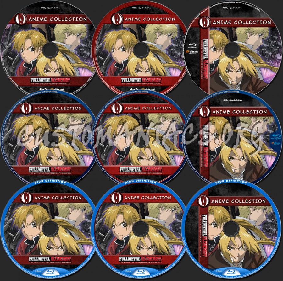 Anime Collection Full Metal Alchemist The Movie Conqueror Of Shamballa blu-ray label
