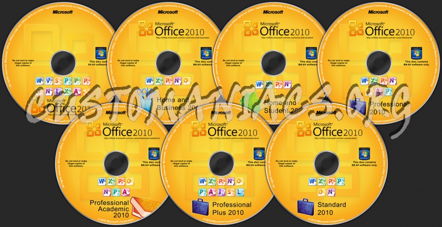 Microsoft Office 2010 (64-bit) dvd label