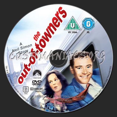 The Out-of Towners (1969) dvd label